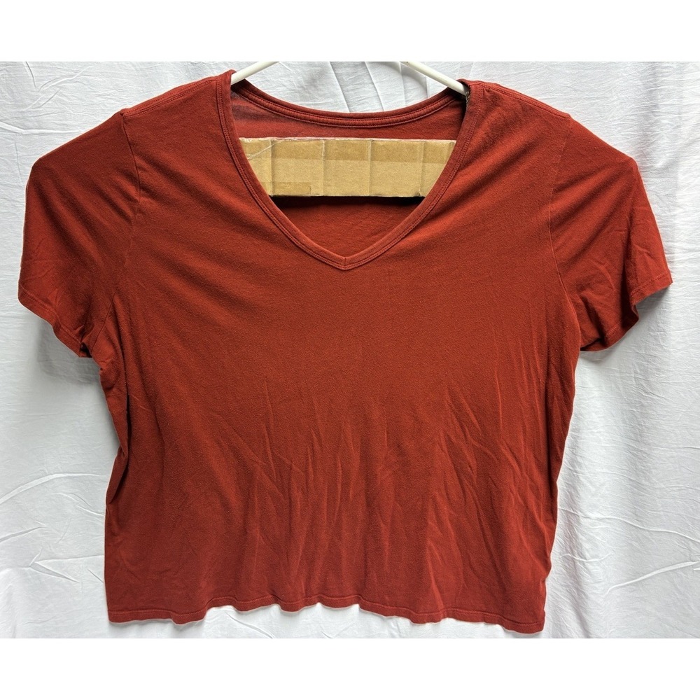 Ava & Viv SS T Shirt 2X Red V Neck Stretch PLUS Comfort Colorful Soft